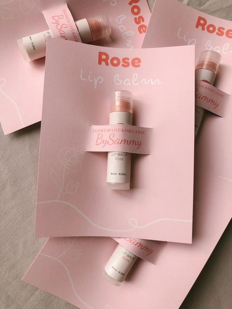 Lip Balm Packaging, Rose Lip Balm, Rose Lip, Packaging Ideas Business, Small Business Packaging Ideas, Perfume Packaging, Seni Dan Kraf, Handmade Packaging, Small Business Packaging