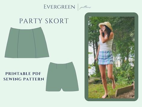 EvergreenPatterns - Etsy Canada Wrap Skort Sewing Pattern, Two Piece Outfit Sewing Pattern, Skort Sewing Patterns Free, Sewing Patterns Beginner, Skort Sewing, Skort Sewing Pattern, Skort Pattern, Sewing Projects Clothes, Couture Mode