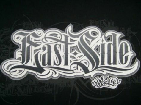 Yet another side East Side Tattoo, Crip Tattoos, Lettering Styles Alphabet, Tattoo Lettering Design, Chicano Lettering, Tattoo Lettering Styles, Mafia Gangster, Cholo Art, Chicano Art Tattoos