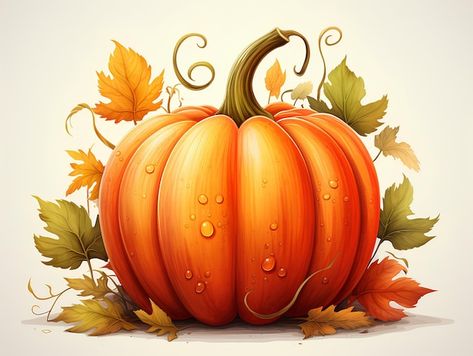 Photo beautiful illustration of vibrant ... | Premium Photo #Freepik #photo Pumpkin With Vines Drawing, Pumpkin Images Free Printable, Freepik Illustration, Pine Cone Drawing, Halloween Calabazas, Pumpkin Artwork, Vine Drawing, Color Flashcards, Fall Cottage