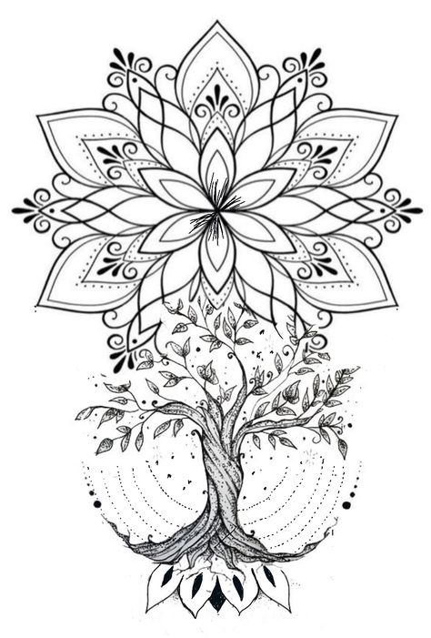 Mandala Tattoo Designs For Women, Tree Of Life Tattoo Feminine Arm, Flower Chandelier Tattoo, Mandela Leg Tattoos, Back Of Upper Arm Tattoo Women, Big Leg Tattoos For Women, Mandala Tattoo Sleeve Women, Front Thigh Tattoos, Mandala Tree