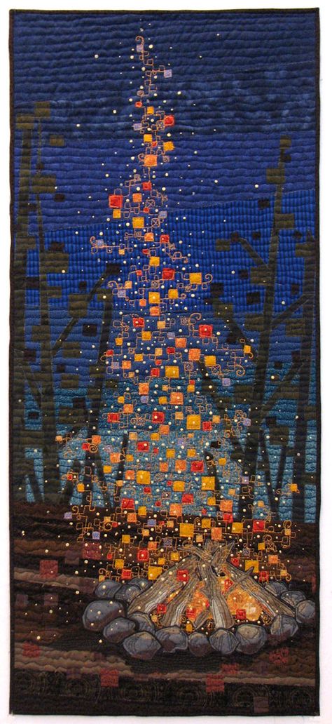 Campfire quilt....gorgeous beyond words...but, I would never attempt it as it would never be completed!! Campfire Quilt, Camping Quilt, Modern Patchwork, Landscape Quilt, Quilt Modernen, Landscape Quilts, Patchwork Quilting, Art Textile, Quilting Crafts