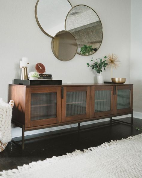 Mid Century Modern Console, Mid Century Modern Console Table, Mid Century Modern Sideboard, Walnut Cabinet, Contemporary Mid Century, Walnut Cabinets, Contemporary Mid Century Modern, Perfect Living Room, Modern Console Tables