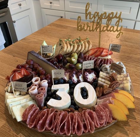 30th Bday Charcuterie Board, Charcuterie Board For 30th Birthday, 30th Birthday Charcuterie Board, 30th Birthday Party Food, Birthday Platter, Charcuterie Picnic, 30th Birthday Themes, Charcuterie Gifts, 40th Birthday Party Decorations