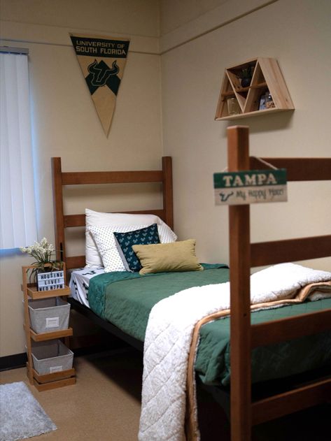 Usf Dorm Room, College Dorm Checklist, Dorm Checklist, Uni Room, University Of South Florida, College Dorm, South Florida, Dorm Rooms, Room Inspo