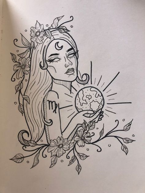 Virgo goddess in 2022 | Virgo art, Virgo tattoo, Time tattoos Virgo Goddess Tattoos For Women, Virgo Drawing Sketch, Virgo Art Drawing, Virgo Art Goddesses, Virgo Sketch, Virgo Tattoo Goddesses, Goddess Tattoos For Women, Unique Virgo Tattoo Ideas, Afrodita Tattoo