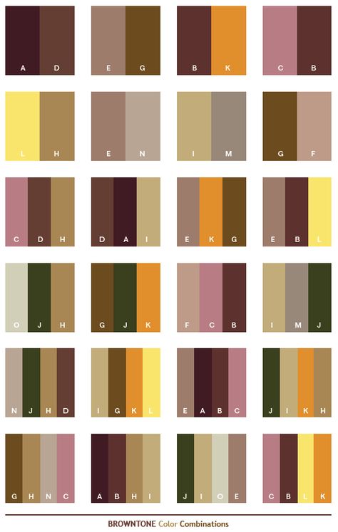 Color Schemes | Brown tone color schemes, color combinations, color palettes for print ... Brown Tone, Shades Of Brown, Color Chart, Color Palettes, Color Combinations, Color Schemes, Shades, Yellow, Color