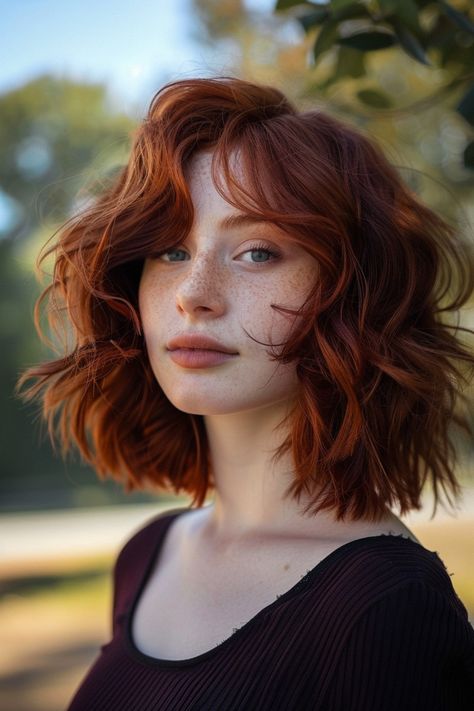 Wave Shoulder Length Hair, Shoulder Length Natural Curly Hairstyles, Mid Length Red Hair, Wave Curly Hairstyles, Mid Length Hair Cuts, Long Bob Wavy, Shoulder Length Curly Hair Cuts, Curly Shoulder Length Hair, Shoulder Length Curly Hairstyles