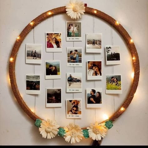 No matter what your budget or what he’s into, we’re betting there’s a gift below that fits the bill. Photo Hoop Ideas, How To Make Frames Diy, Handmade Wall Decor Crafts, Photo Frame Design Creative, Photo Frames On The Wall, Anniversary Wall Decoration Ideas, Birthday Wall Decorations, Photo Hoop, Wedding Gifts Handmade