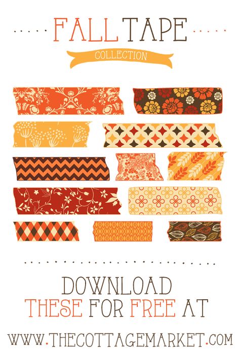 FREE Fall Digital Washi Tape Collection - The Cottage Market #FreeFallDigitalWashiTape, #FreeDigitalWashiTape, #FallWashiTape Electronic Calendar, Washi Tape Collection, Digital Washi, Wallpaper Gatos, Washi Tape Projects, 귀여운 음식 그림, Washi Tape Crafts, Cottage Market, Holiday Planner