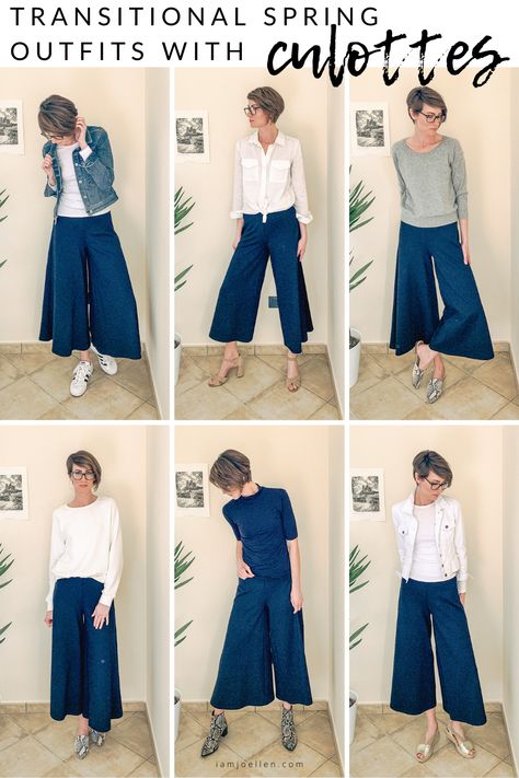 Culottes Outfit 2023, Wide Leg Culottes Outfit, Transitional Spring Outfits, Minimal Classic Style, How To Style Culottes, Culottes Outfit, Old Fashion Cocktail Recipe, Wardrobe Revamp, Waiting For Spring