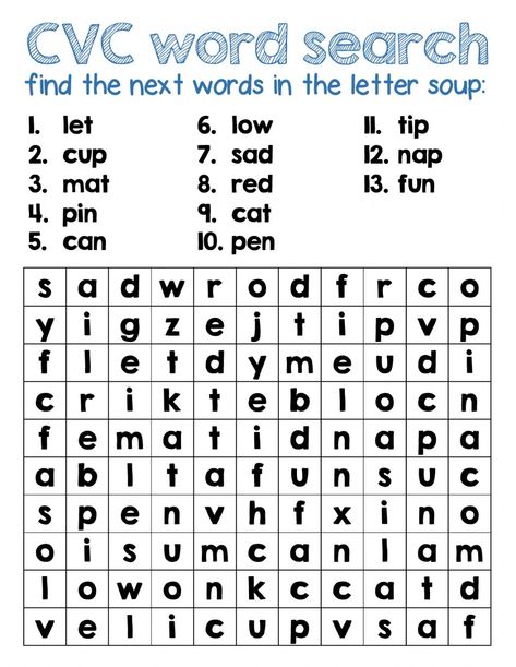 Cvc Words Worksheets 2nd Grade, Cvs Words Worksheet, Cvc Words Worksheets Grade 1, First Grade Word Search, Cvc Word Search, Cvc Word Worksheets, Vowel Activity, Initial Sounds Worksheets, Prek Reading