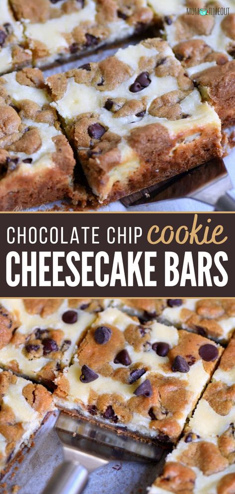 Chocolate Chip Cookie Cheesecake Bars, Cinnamon Treats, Cookie Cheesecake Bars, Chocolate Chip Cookie Cheesecake, Cookie Cheesecake, Easy Dessert Recipe, Dessert Bar Recipe, Cookie Bar Recipes, Desserts To Make