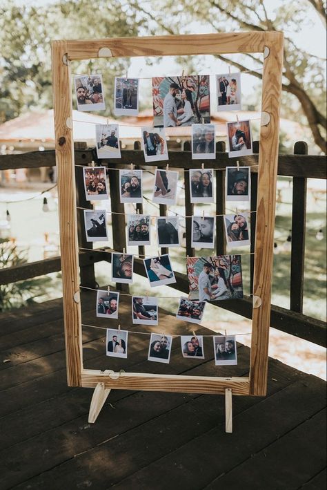 Graduation Picture Display, Graduation Party Picture Display, Graduation Party Pictures, Diy Photo Display, 40th Anniversary Party, Wedding Photo Display, Blue Deck, Senior Graduation Party, Graduation Open Houses