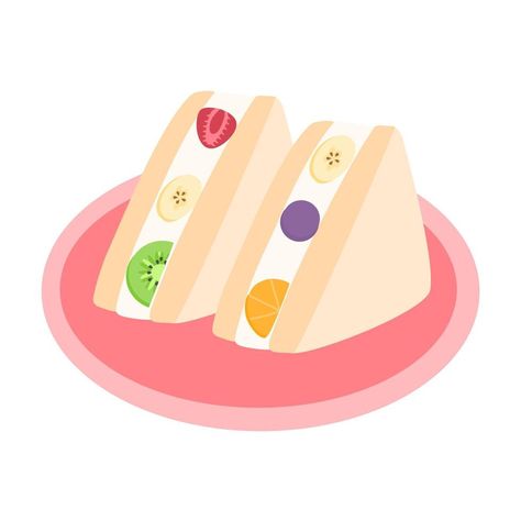 Fruit Sando Drawing, Fruit Sando Logo, Fruit Sandwich Logo, Sando Fruits, Fruit Sandwich Aesthetic, Fruit Sando Aesthetic, Ichigo Sando, Japanese Sando, Food Logo Ideas Creative