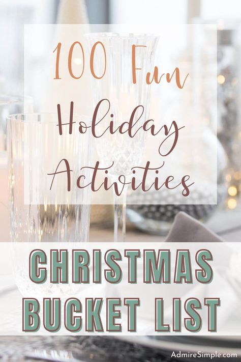 Simplify Christmas, slow down, and enjoy the stress-free holidays this year. Fun things to do at Christmas time with your family and friends. Holiday festive activities to make memories with your family. 100 Christmas Bucket List Ideas for couples, family, teens, kids, and with friends. Xmas Get Together Ideas, Things To Do For Christmas Activities, Christmas Holiday Activities, Things To Do For Christmas Families, Christmas Fun Things To Do, At Home Christmas Activities For Adults, Christmas Adult Activities, Family Christmas Activities Adults, Things To Do During The Holidays