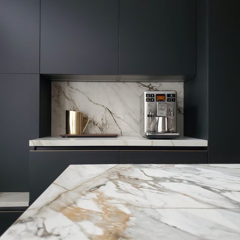 Neolith Calacatta Luxe, Kitchen Calacatta, Kitchen Top Stone, Calacatta Luxe, Neolith Calacatta, Calacatta Marble Kitchen, Luxe Kitchen, Medium Kitchen, Modern Mountain House