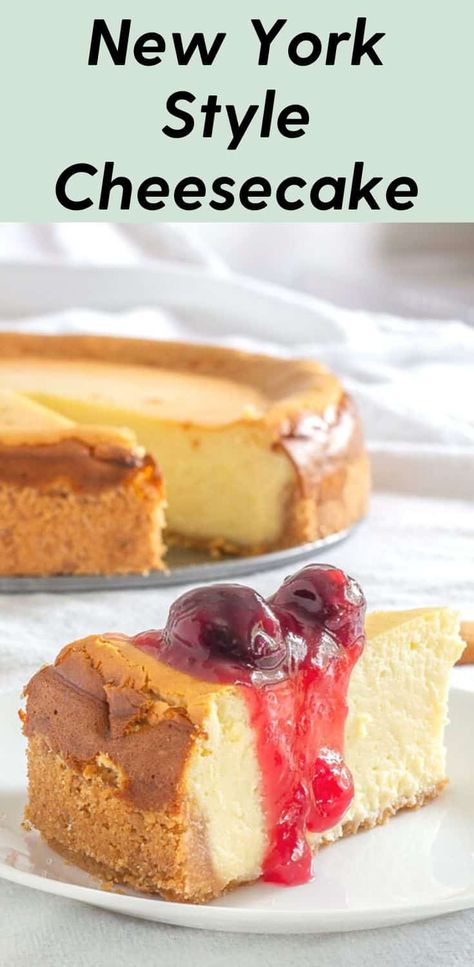 New York Style Cheesecake Recipe - Pear Tree Kitchen Ny Cheesecake Recipe, New York Style Cheesecake Recipe, Cheesecake Recipes Easy Homemade, Baking Cheesecake, Beautiful New York, New York Style Cheesecake, Food C, Easy Cheesecake Recipes, New York Cheesecake