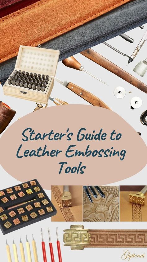 Leather embossing tools are not as simple to find or use, so we've put together a list of the must-have items out there. These leather crafting supplies will help you make your work easier and more professional-looking in no time! Leather is an essential material for crafters, but it can be challenging to know where to go if you need specific types of tools like punches with pointed tips for fine detail. In this article, we're going over some great options based on what kind of tool they offer. How To Emboss Leather, Leather Embossing, Embossing Tools, Leather Crafting, Leather Supplies, Carpet Bag, What To Buy, Crafting Supplies, Must Have Items