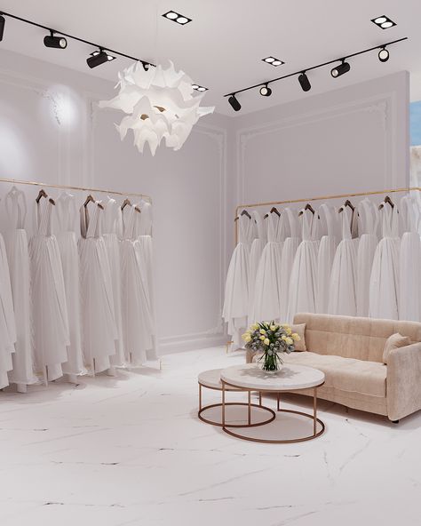 wedding dress shop on Behance Ceo Office Design Luxury Modern, Ceo Office Design Luxury, Boutique Shop Interior, Bridal Shop Interior, Bridal Room Decor, Square House Plans, Square House, Wedding Dress Gallery, Store Design Boutique