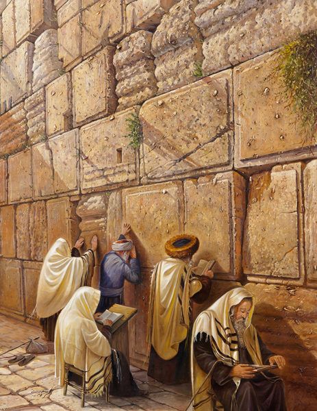 Praying by the Kotel (Alex Levin) - NER Art Gallery Gustav Bauernfeind, Judaica Paintings, Orientalist Art, The Wailing, Wailing Wall, David Roberts, Countryside Paintings, Judaica Art, Western Wall