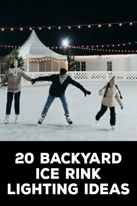 Backyard Ice Rink Lighting Ideas Outdoor Ice Rink Lights, Backyard Ice Rink Lights, Outdoor Rink Ideas, Ice Skating Rink Aesthetic, Outdoor Hockey Rink, Backyard Ice Rink, Backyard Rink, Synthetic Ice, Cool Backyard