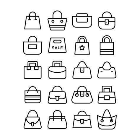 Set of shopping bag icons | Premium Vector #Freepik #vector Summer Typography, Marketing Icon, Bag Illustration, Store Icon, Beautiful Logos Design, Light Icon, Drawing Bag, Beautiful Logos, Buying Groceries