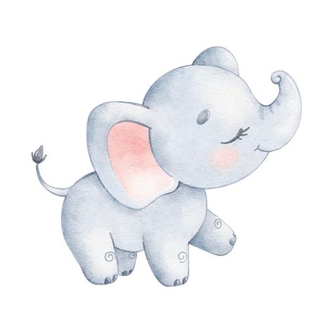 Ilustración acuarela de un lindo elefant... | Premium Vector #Freepik #vector #ilustracion-infantil #acuarela-infantil #decoracion-infantil #elefante-infantil Elephant With Butterfly, Baby Elephant Cartoon, Elephant Canvas Art, Nursery Wall Hanging, Elephant Quilt, Butterfly Nursery, Elephant Stickers, Elephant Pillow, Elephant Illustration