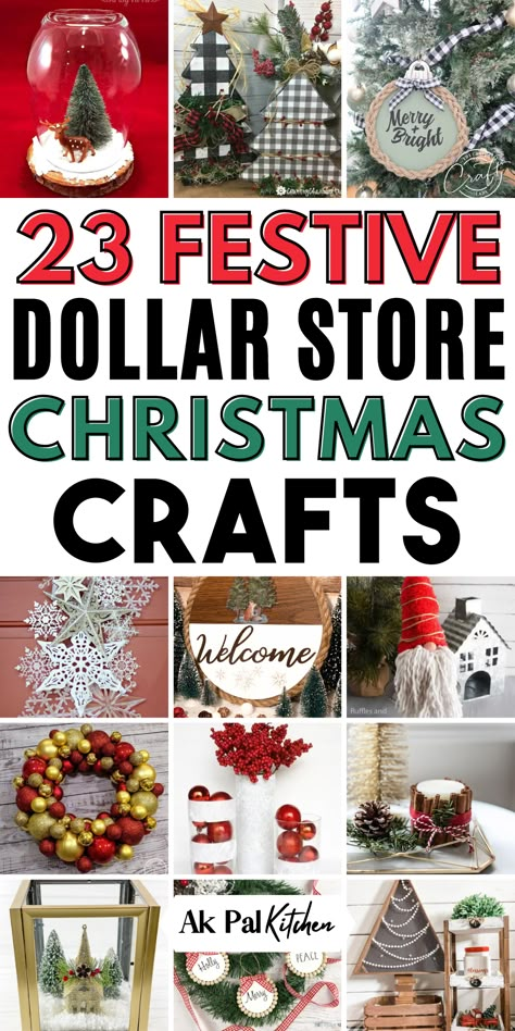 Dollar store Christmas crafts are perfect for creating cheap holiday decor ideas. From easy DIY Christmas wreaths to handmade Christmas ornaments, these affordable Christmas crafts will make your home festive without breaking the bank. Try making dollar tree Christmas decor or easy Christmas gifts for friends and family. Whether you're looking for Christmas crafts for kids or elegant Christmas decorations, these simple Christmas craft ideas will help you add a personal touch to your home. Diy Dollar General Christmas Decor, Dollar Tree Christmas Presents Diy, Easy Group Christmas Crafts For Women, Diy Christmas Tree Dollar Tree, Dollarama Christmas Crafts, Craft Ideas For Christmas Decorations, Dollar Tree Raindeer Crafts Diy, Easy Dollar Tree Crafts Christmas, Miniature Christmas Ornaments Diy