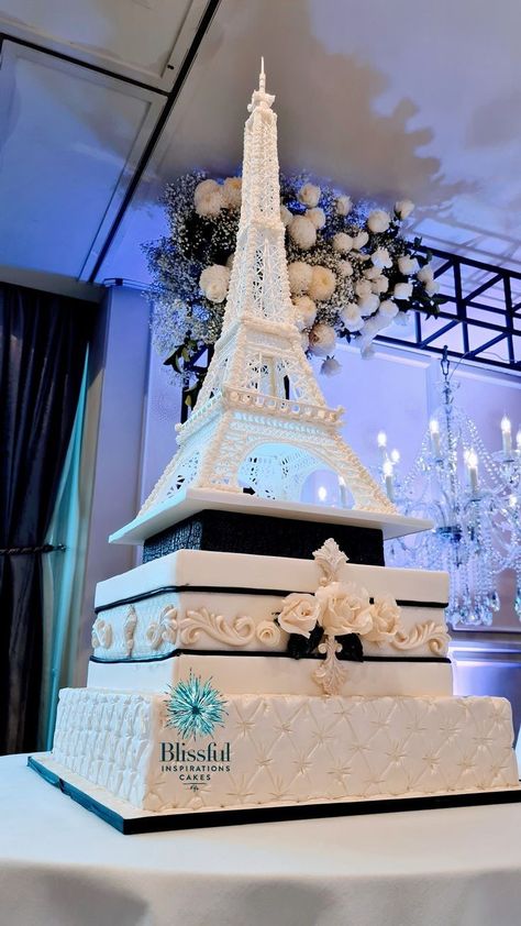 Paris Wedding Cake, Eiffel Tower Wedding Cake, Royal Themed Birthday Party, Huge Wedding Cakes, Fountain Wedding Cakes, 25th Wedding Anniversary Cakes, Paris Themed Cakes, Eiffel Tower Wedding, Eiffel Tower Cake