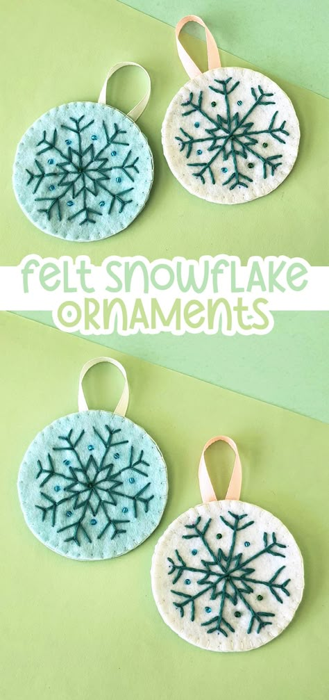 Kids Felt Ornaments Diy, Fabric Snowflakes Diy, Felt Snowflakes Template, Felt Embroidery Patterns Free Printable, Tiny Ornaments Diy, Diy Felt Christmas Ornaments Templates, Felt Coasters Free Pattern, Felt Embroidery Christmas Ornaments, Snowflake Embroidery Pattern Free