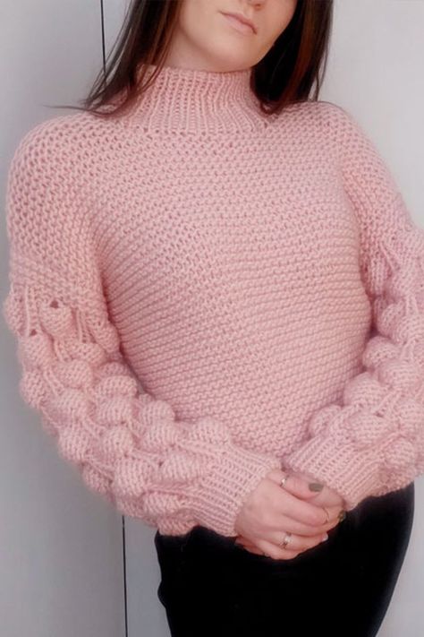 ♥️ Light pink bubble knit sweater in our store! Chunky knit oversized pullover for women wraps you up like a hug, and puts a smile on your face, too! This balloon sleeve women pullover for women will be a great look with skirt, pants or jeans. The festival handmade sweater is a great gift idea for her or a small purchase for yourself as a wardrobe staple. The unique design will make you look and feel stunning ♥️ READY TO SHIP in color as in the photo. Hand Knitted Sweaters For Women, Unique Knitwear, Stylish Knitwear, Knit Sweater Outfit, Wool Sweaters Womens, Sweater Chunky, Woolen Sweaters, Handmade Sweater, Winter Fashion Outfits Casual