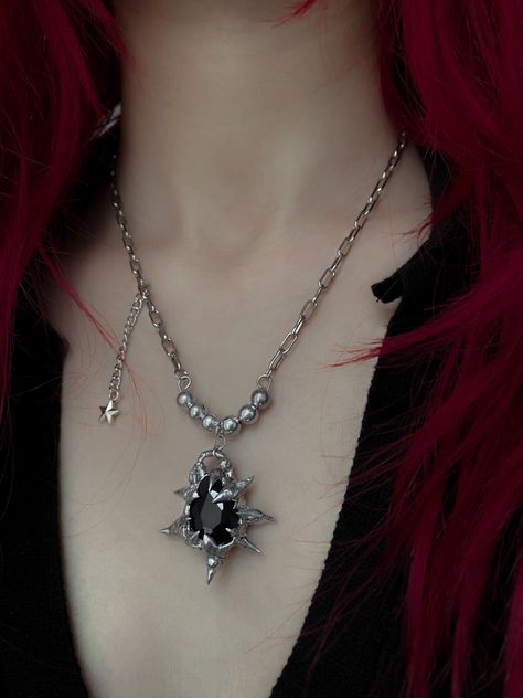 Spiky necklace by thisishysteria on ig DM for customs Drippy Jewelry, Spiky Necklace, Metal Necklace, Metal Necklaces