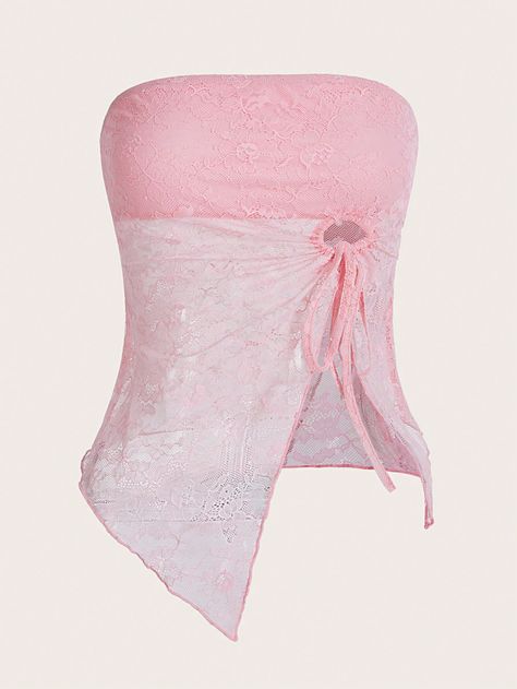 Pink Casual Collar Sleeveless Lace Plain  Embellished Slight Stretch  Women Clothing Shein Pink Top, Clothes Pink Aesthetic, Pink Summer Fits, Pink Top Aesthetic, Tops Rosas, Pink Clothes Aesthetic, Summer Tops Aesthetic, Pink Lace Top, Light Pink Top