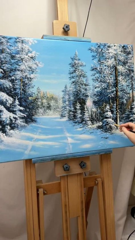 Modern Landscape Art, Canvas Painting Projects, Landscape Painting Tutorial, Winter Landscape Painting, Stone Art Painting, Art Forest, Acrylic Painting Lessons, Canvas Painting Tutorials, Landscape Paintings Acrylic