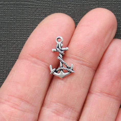 15 Anchor Charms Antique Silver Tone 2 sided - SC2093 via Etsy Diy Pendant Necklace, Anchor Charm, Lucky Charms, Polymer Clay Beads, Clay Beads, Diy Necklace, Anchors, Jewelry Making Supplies, Necklace Pendant