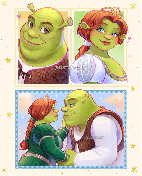 Luz Tapia Art, Childhood Films, Shrek And Fiona, Animation Clips, Fiona Shrek, Non Disney Princesses, Dreamworks Art, Movies Art, Princess Fiona