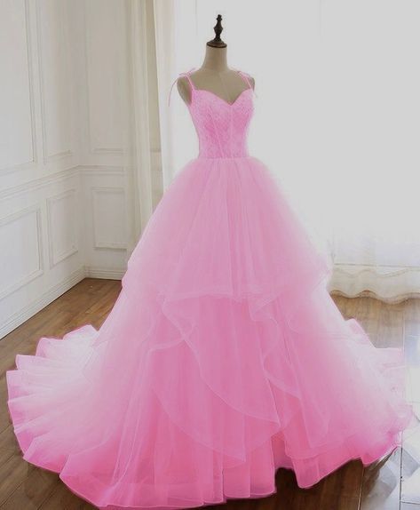 Pink Poofy Dress, Cinderella Pink Dress, Puffy Prom Dresses, Princess Ballgown, Sweet Sixteen Dresses, Poofy Dress, Pink Ball Gown, Big Dresses, Trendy Prom Dresses