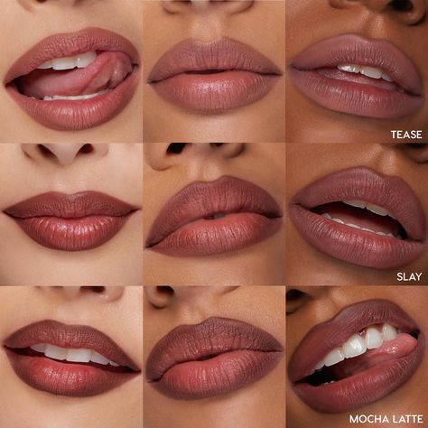 Get the perfect nudes with this plumping trio ✨ Best Drugstore Lip Stain, Brown Lip Liner With Red Lipstick, Lipstick Brown Skin, Drugstore Lippies, Mac Lip Combo, Lip Combos Drugstore, Matte Lip Combo, Lip Combinations, Liner Styles