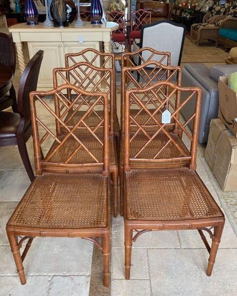 Chinoiserie Chairs, Chinese Chippendale Chairs, Palm Beach Decor, Chippendale Furniture, Bamboo Dining Chairs, Florida Decor, Coastal Dining Room, Chippendale Chairs, Upscale Furniture