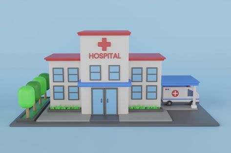 Photo hospital building isolated. front ... | Premium Photo #Freepik #photo #hospital-sign #hospital-3d #medical-building #medical-3d Hospital Diorama, Hospital Model, Photo Hospital, Small Hospital, Building Miniature, Hospital Project, Medical Building, Haunted Hospital, Hospital Sign