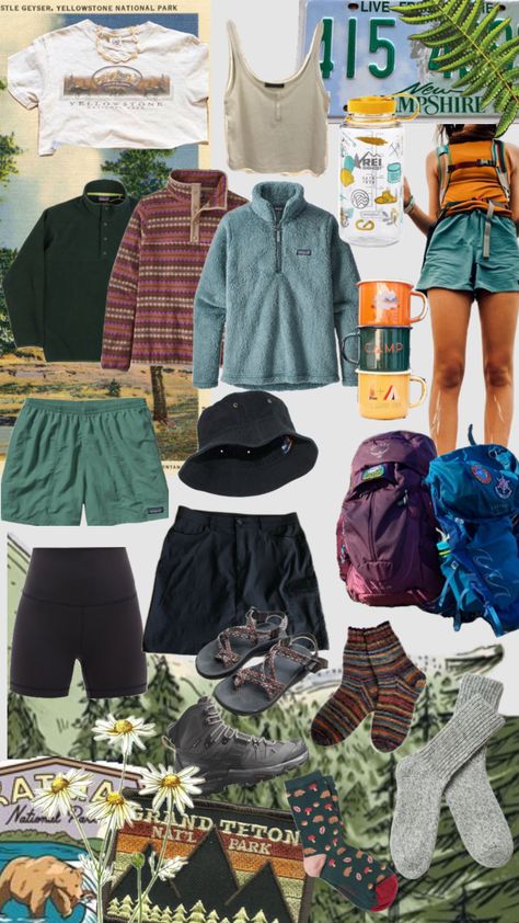 summer hikefit: summer hiking outfit for girls Backpacking Outfits, Granola Girl Outfits, Shuffles Summer, Granola Outfits, Outfits Men Summer, Outfits Aesthetic Summer, Cute Hiking Outfit, Aesthetic Summer Outfits, Hiking Fits