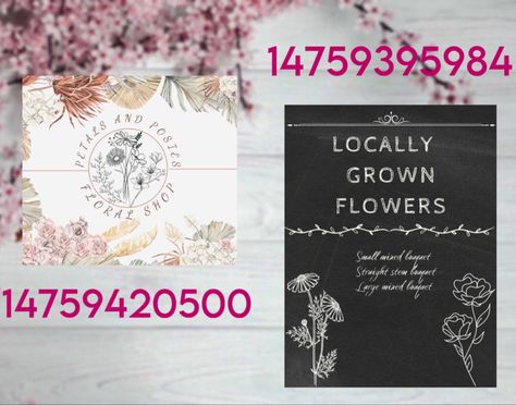 Flower Shop Decal Codes Bloxburg, Bloxburg Flower Shop Ideas Interior, Flower Shop Bloxburg, Bloxburg Flower Shop, Nyc Bloxburg, Bloxburg Images, Decal Bloxburg, Shop Decals, Town Pictures