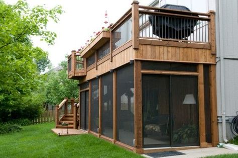 screened in porch on second floor deck - Google Search Terrasse Med Tak, Screen Deck, Deck Screen, Patio Under Decks, Second Floor Deck, Veranda Design, Screened Porch Designs, Terrasse Design, Building A Porch