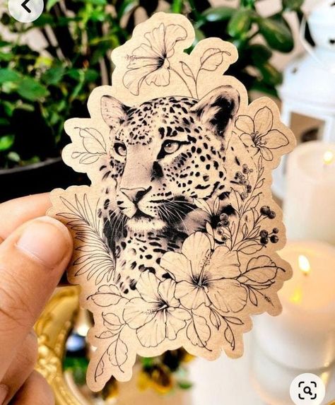 Leopard Tattoos, Stickers Handmade, Mommy Tattoos, Floral Aesthetic, Floral Tattoo Design, Discreet Tattoos, Tattoo Feminina, Custom Tattoo Design, Hip Tattoo