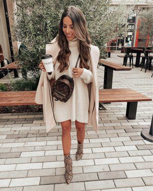 Fall Outfit Ideas For Women, Roll Neck Dress, Caffeine Queen, Fall Boots Outfit, Sweater Dress Outfit, Turtleneck Sweater Dress, Long Sleeve Lace Dress, Cute Fall Outfits, Long Sleeve Bodycon Dress