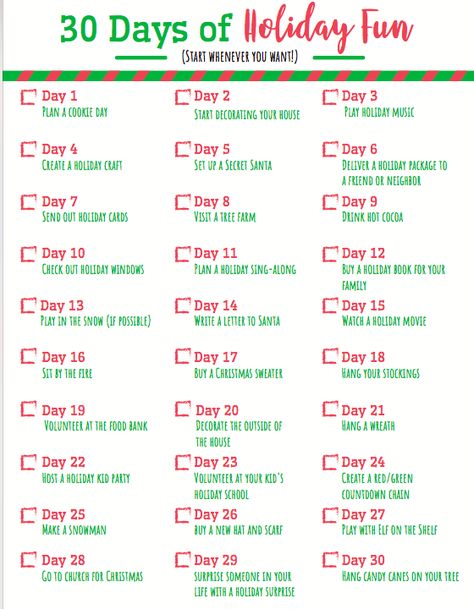 Christmas Daily Ideas, 30 Days Of Christmas Activities, Christmas Challenge 30 Day, 31 Days Of Christmas, 30 Days Of Christmas, Family Holiday Traditions, Christmas Checklist, Holiday Challenge, December Challenge