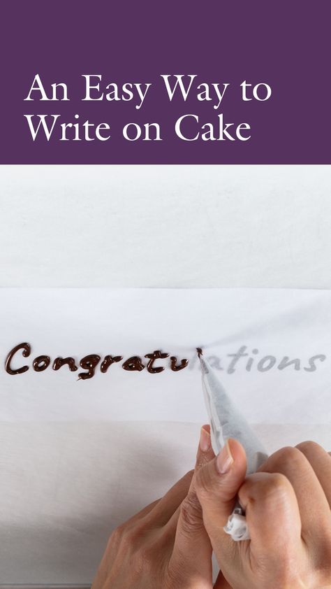 Spelled “birthday” wrong? Messed up your cursive letters? With this method, you have infinite do-overs. What’s more, you don’t need any special equipment: not even a piping bag. How To Write On A Cake For Beginners, Write On Cake, Baking Essentials Tools, Biscuit Icing, Chocolate Letters, Birthday Sheet Cakes, Cake Piping, Cake Writing, Piping Bag