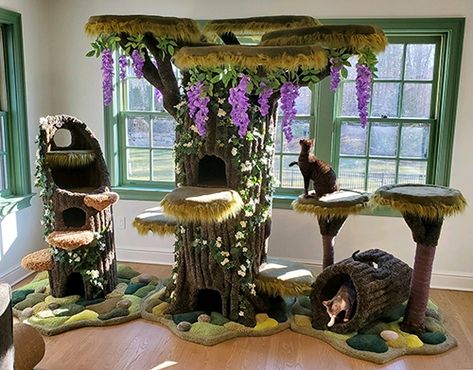 Enchanted Forest Modular Collection - Trees & Cactus - Themed Cat Furniture - Cats Custom Cat Trees, Takken Decor, Unique Cat Trees, Katt Grejer, Cat Castle, Cool Cat Trees, Cat Tree House, Diy Cat Tree, Cat Towers