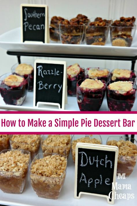 How to Make a Simple Pie Dessert Bar! https://www.mamacheaps.com/ad-simple-pie-dessert-bar-for-holiday-entertaining-sharethejoyofpie/ #dessert #diy #recipe Pies For Bake Sale, Progressive Dinner Dessert Ideas, Pie Bar Display, Pie Buffet, Simple Pie, Resident Events, Southern Pecan Pie, Progressive Dinner, Dinner Desserts